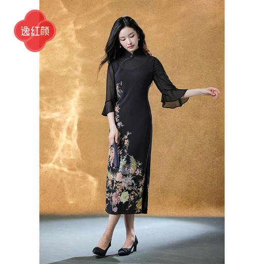 逸红颜《扶盈》2026春季新款定位花透视感中袖改良修身显瘦旗袍女 商品图2
