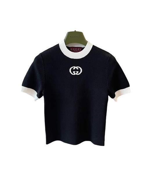 女款logo短袖针织衫he012 商品图0