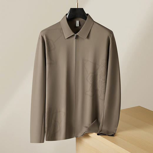 【DDP】大依优型大码男装春季拉链款长袖衬衫商务休闲免烫长袖翻领T恤 商品图1