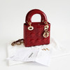 【95新】Dior迪奥迷你LADY DIOR手袋迷你红色漆皮三格戴妃链条包手提单肩包女士050326NJS15 商品缩略图1