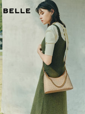 BF楼百丽包包女通勤海鸥老花单肩斜挎轻便旅行hobo腋下包X7424AX6