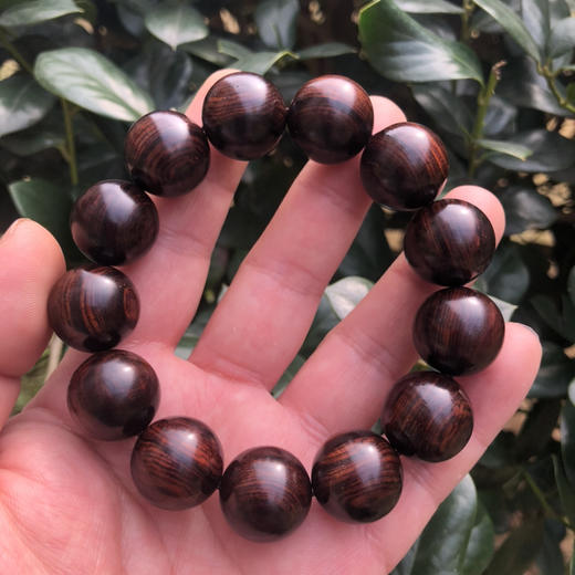【青山特惠】 1.8*13颗海南黄花梨紫油梨满纹老料文玩手串h130 商品图0
