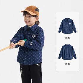 安踏儿童外套男小童潮流衬衫2026年新款宝宝翻领潮流格子内搭外套352629607