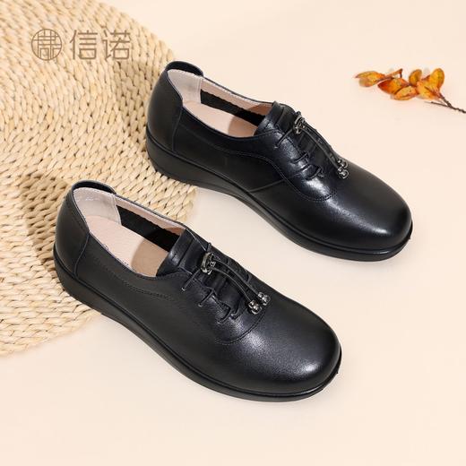 真皮老人皮鞋女超软软底春秋款平底中老年妈妈鞋舒适深口奶奶单鞋6C9318-17 商品图1