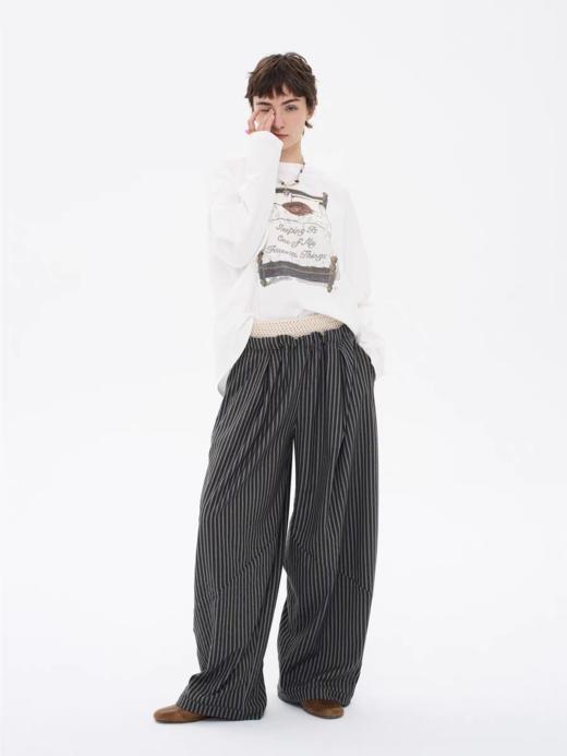 local tag/lt26ssk26/纽约散步 镂空织带拼腰条纹裤 商品图4