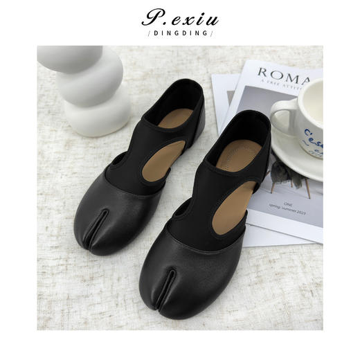 PanYiXiu/潘依绣进口混种羊皮小众设计高级感玛丽珍分趾鞋QL118301 商品图0