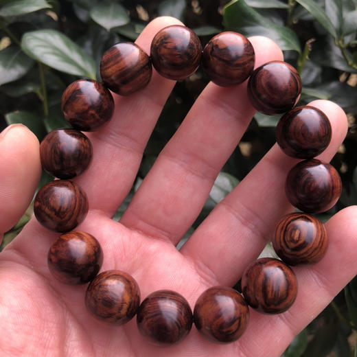 【青山特惠】1.5*15颗海南黄花梨紫油梨满纹水波老料文玩手串h117 商品图0