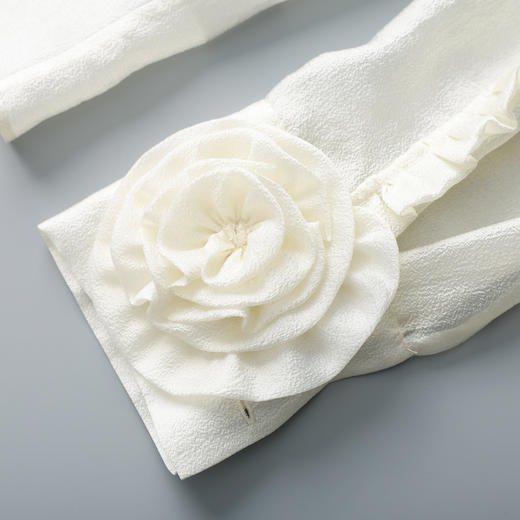 「高货wl」全新升级【铂金会员275/天猫369/差价94】(05137)洛诗琳法式飘带领天丝衬衫2026春季新款优雅花朵装饰上衣 商品图2