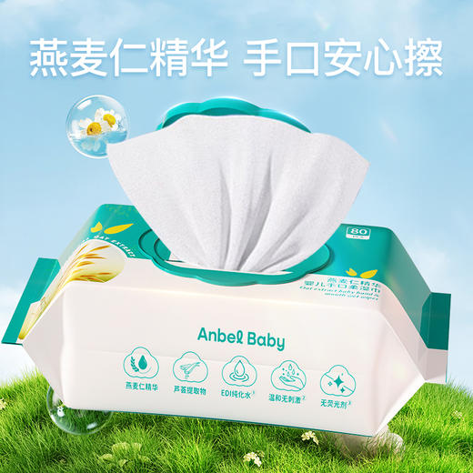 安贝儿燕麦仁精华婴儿手口柔湿巾5包装 商品图0