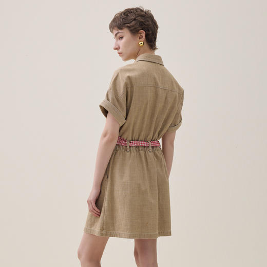 谜底牛仔连衣裙短袖2026夏季新品贴布绣花收腰工装风女262ML0603 商品图2