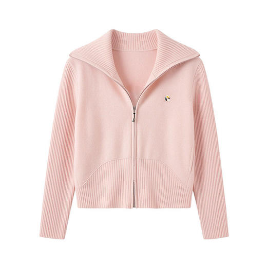 「自」全新升级【铂金会员183/天猫249/差价66】(13509)洛诗琳高级感拉链针织开衫2026春季翻领小个子百搭短外套 商品图4