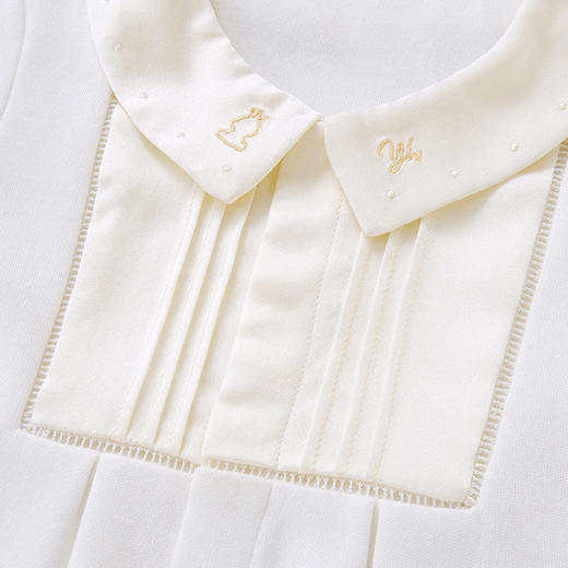 【高定系列】英氏宝宝桑蚕丝哈衣白色连体衣YZJAJ32035A 商品图4