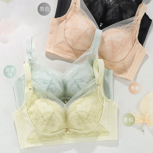 ZYQ-513  小胸聚拢内衣薄款透气舒适无侧骨性感蕾丝上托收副乳调整型文胸（单件） 商品图0