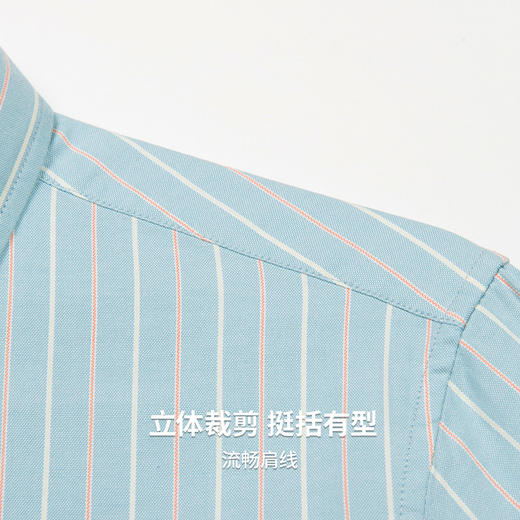 【100%棉】圣得西条纹刺绣长袖衬衫男款2026新款春季简约通勤上衣 商品图7