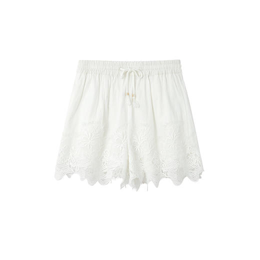 谜底松紧腰短裤2026夏新品蕾丝刺绣抽绳清爽显瘦裤子女262MK0514 商品图4