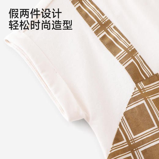 【商场同款】英氏婴儿衣服男童夏季短袖假两件格子连体衣纯棉哈衣 商品图3