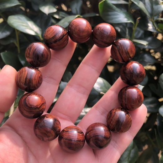 【青山特惠】1.8*13颗海南黄花梨紫油梨水波老料文玩手串h120 商品图5