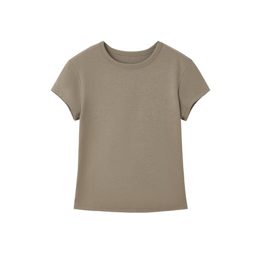 谜底简约修身T恤短袖2026年夏季新品弹力百搭撞色中线女262MT0662 商品图4