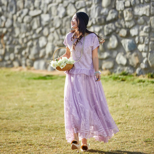 【林栖设计小店】风传花意|蕾丝提花优雅大摆2026春新款太阳半身裙1962026 商品图2