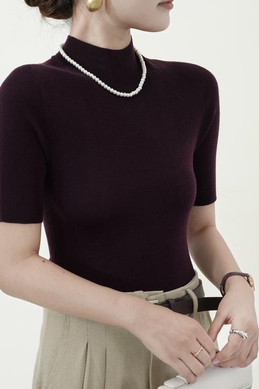 精纺羊毛半高领五分袖打底衫 纤维细腻 贴身不扎   经典版型 半高领+半袖设计JZ2616 商品图3