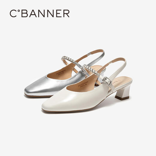 千百度粗高跟真皮时装凉鞋女2026夏季新款玛丽珍包头后空绝美凉鞋A26288298 商品图0