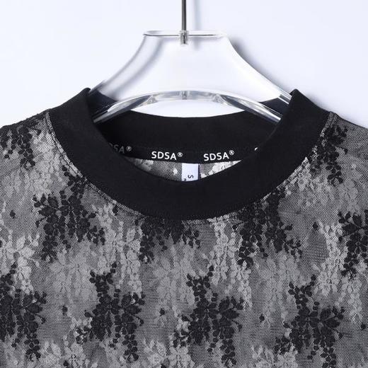 26T110SDSA男装2026新款高贵轻奢韩系撞色花卉蕾丝圆领长袖T恤百搭休闲 商品图2