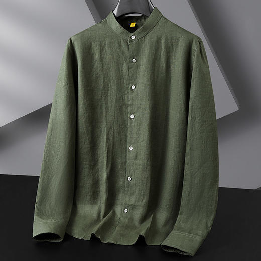 【DG】【亚麻】大依优型大码男装春季长袖翻领衬衫亚麻商务休闲百搭上衣T恤 商品图3