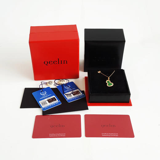 【95新】Qeelin麒麟Wulu系列中号玫瑰金镶钻翡翠葫芦项链 链长约41cm女士060326AK07 商品图1