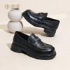 信诺妈妈鞋英伦风真皮乐福鞋女黑色一脚蹬软底小皮鞋2026春季新款X6C161-11 商品缩略图1
