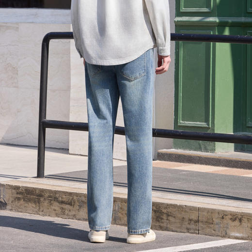半身缘男裤 春季时尚抗皱垂顺抗磨百搭直筒牛仔裤261201P10130220 商品图4