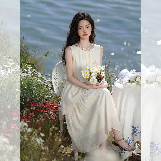 西遇度假风无袖背心裙女2026春季新款设计感小众不规则气质连衣裙E0060180 商品图4