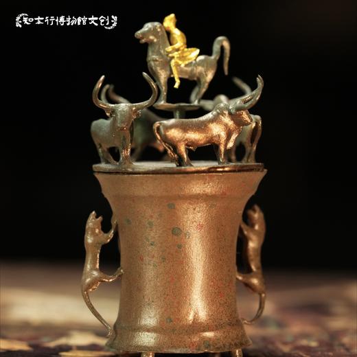 四牛鎏金骑士铜贮贝器冰箱贴文物立体摆件纪念品云南博物馆文创 商品图0