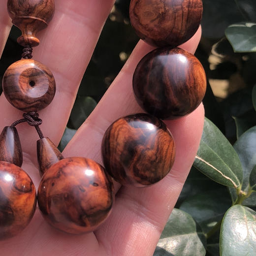 【青山特惠】2.0*12颗沉水级海南黄花梨紫油梨 满褶皱水波老料文玩手串h180 商品图3