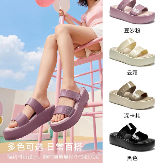 【凉鞋】罗敷凉拖鞋女休闲时尚防滑厚底外穿女士一字拖【E7227】 商品图2