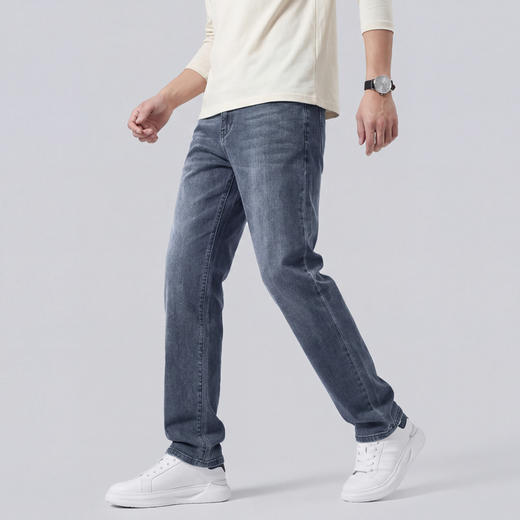 【含棉】圣得西水洗牛仔裤男款春季2026新款宽松休闲直筒牛仔长裤 商品图8