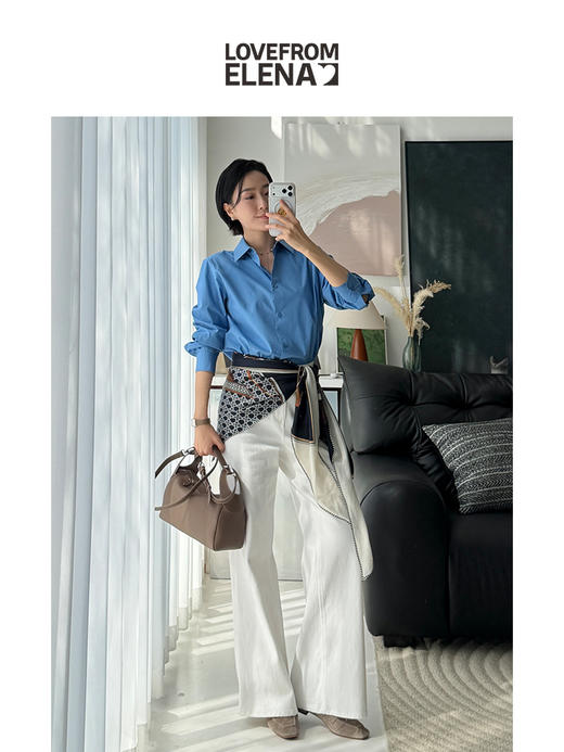 「经典回归」进口匹马棉 法式蓝 微廓形简约衬衫 商品图5