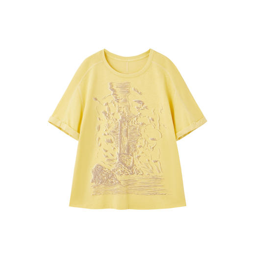 谜底印花T恤短袖2026夏新品线条图案H型清爽百搭活力女262MT0495 商品图4