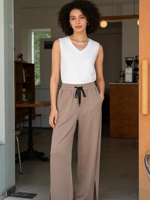 【醋酸砂洗罗纹系列】舒雅女士敞脚口长裤 ，65%再生纤维素纤维35%聚酯纤维  200G  31/27194P 商品图0