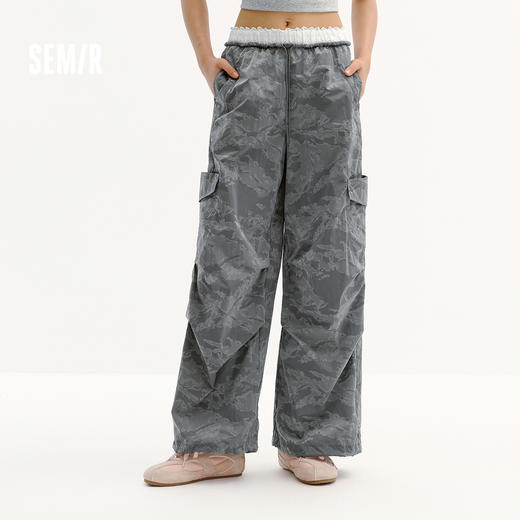 商场同款|森马休闲裤女夏凉感防晒宽松阔腿裤花边2026新款工装裤 商品图1