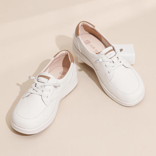 信诺2026年春秋新款平底休闲鞋软底舒适妈妈鞋百搭时尚真皮女鞋6C5096-9T 商品图1