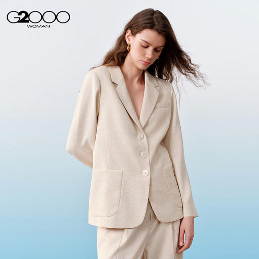 G2000女装SS26商场新款【亚麻舒适弹/可机洗】通勤宽松西装外套61211065 商品图0