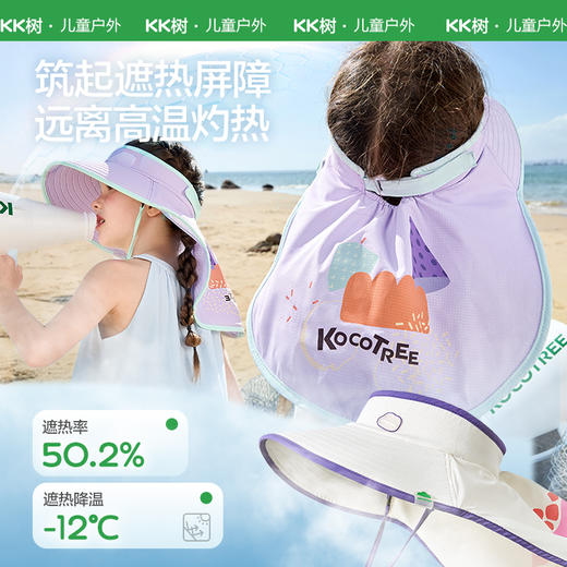 KK树原纱儿童防晒帽男童女孩遮阳帽夏季防紫外线太阳帽空顶大帽檐几何乐园空顶防晒帽 商品图3