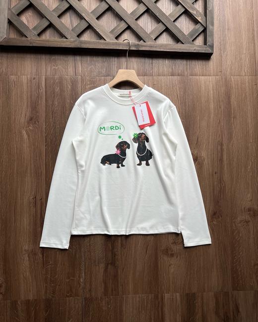 2026早春长袖打底衫腊肠小狗印花上衣薄款T恤女圆领雏菊卫衣棉 商品图3