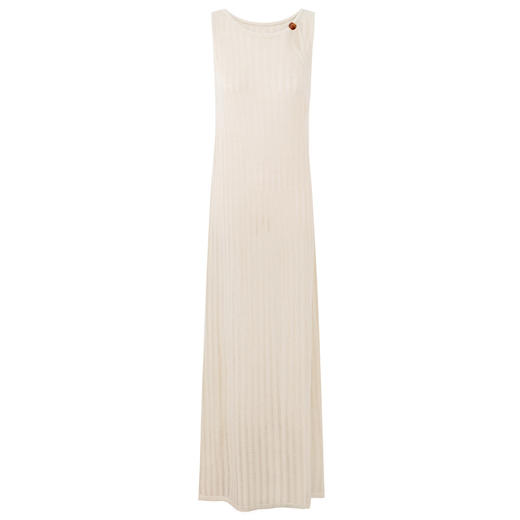 SELFWHO羊毛混纺镂空条纹连衣裙女2025夏新款中式扭结斜襟毛织裙 商品图4