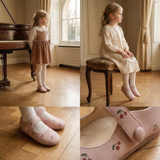 西班牙Little winkaa小温卡新款可爱樱桃舞蹈鞋女宝室内鞋粉色公主鞋LW51008 商品图0