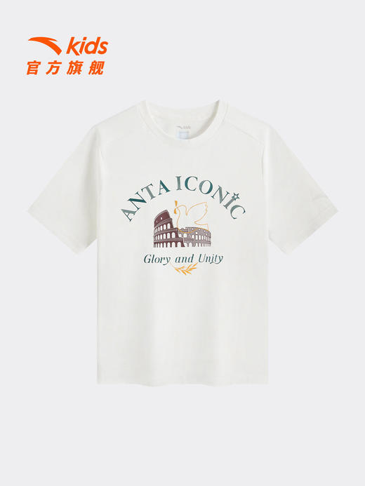 精英文化安踏儿童短T男大童针织短袖衫2026夏新款舒男孩潮流T恤T 352628112 商品图3