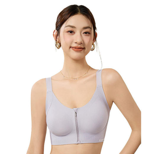 ZYQ-573  前拉链运动文胸无痕反重力薄款透气果冻条上托防下垂大胸显小内衣（单件） 商品图4