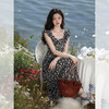 西遇黑色碎花连衣裙女2026年春夏新款v领荷叶边无袖设计感长裙E0060176 商品缩略图1