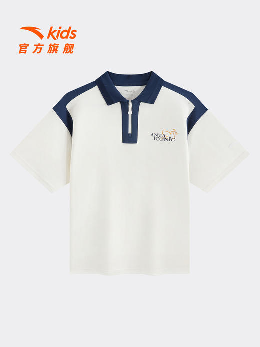 精英文化安踏儿童男大童短袖POLO衫2026夏季新款亲肤运动T恤潮352628109 商品图2