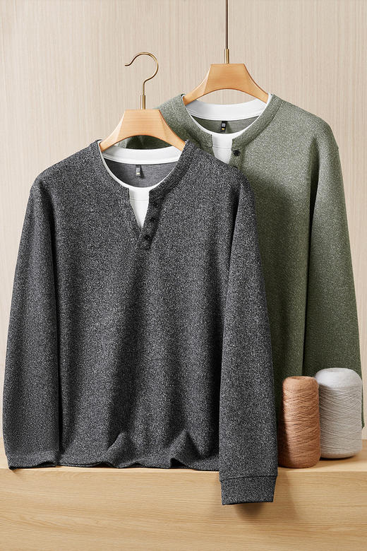 【DDS】大依优型大码男装春季圆领卫衣时尚休闲商务假两件长袖卫衣上衣 商品图5